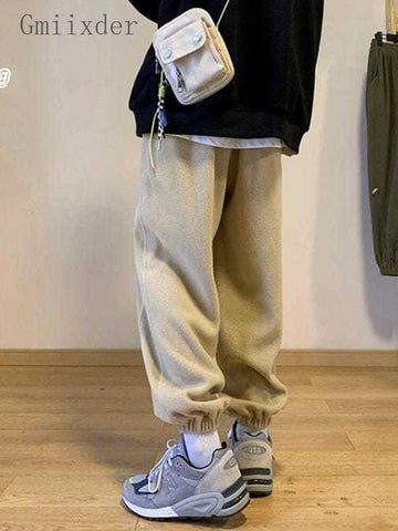 Polar Fleece Pants Men Women's Autumn Winter Thicken Warm Sports Sweatpants Korean Trend Wild Lamb Wool Casual Trousers aidase-shop